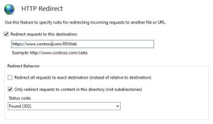 IIS Redirect Settings
